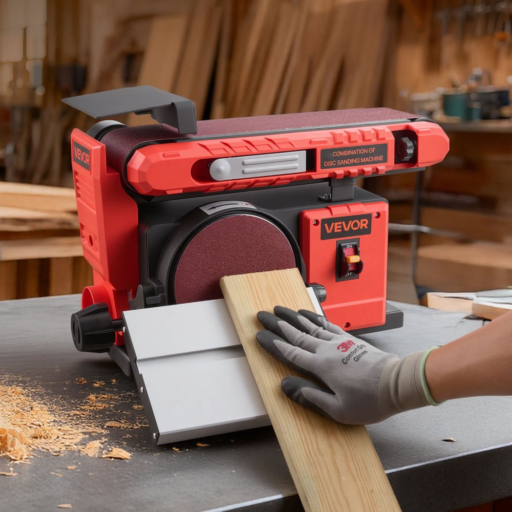 VEVOR 6" Disc Sander & 4" x 36" Belt Sander, 400W Professional Belt Disc Sanders Combo with 0 - 45° Adjustable Worktable & Dust Collection Port for Woodworking, Knife Sharpening, DIY Crafting
