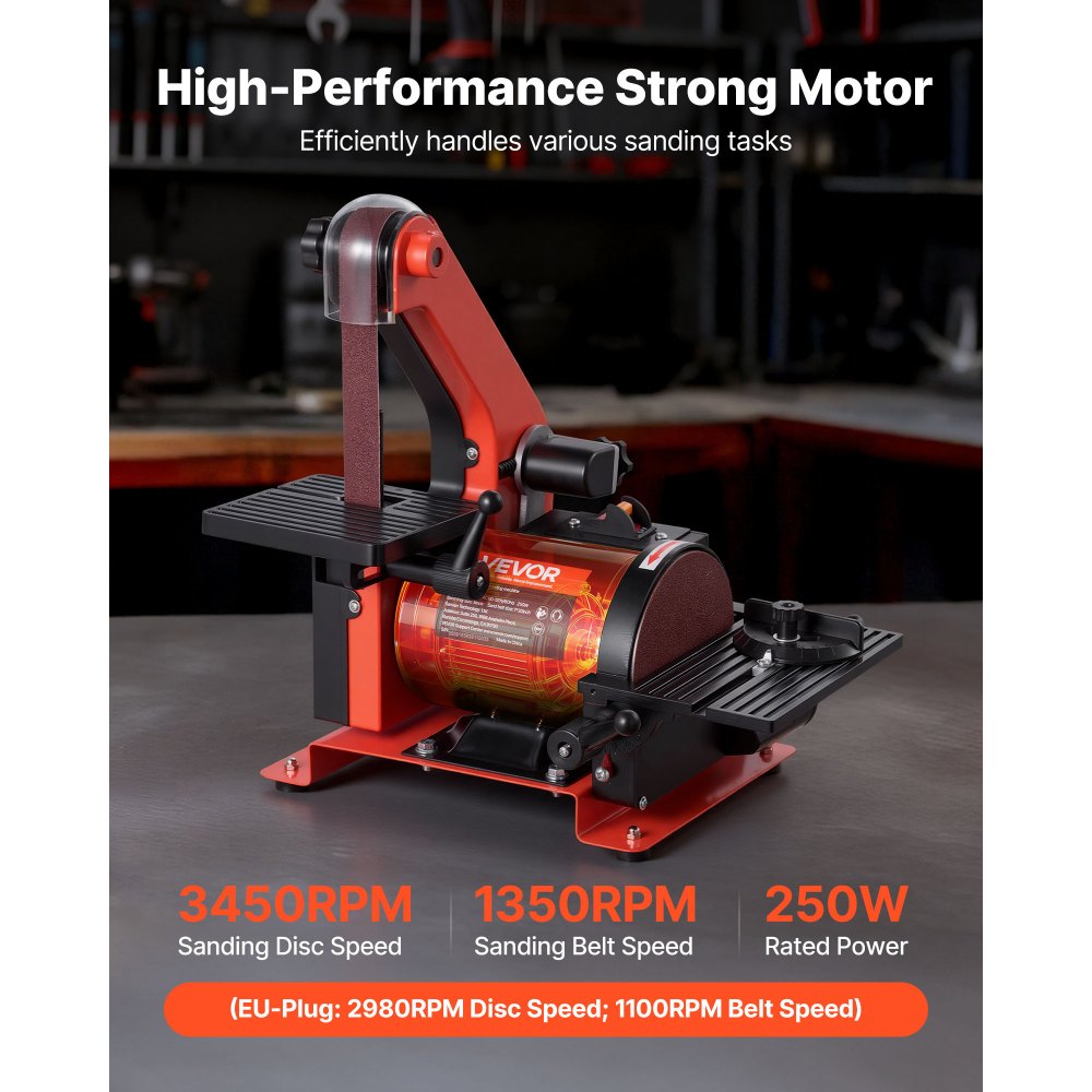 VEVOR 5" Disc Sander & 1" x 30" Belt Sander, 250W Benchtop Belt Disc Sanders Combo with 0 - 45° Adjustable Worktable & Dust Collection Ports for Woodworking, Furniture Refinishing, DIY Crafting