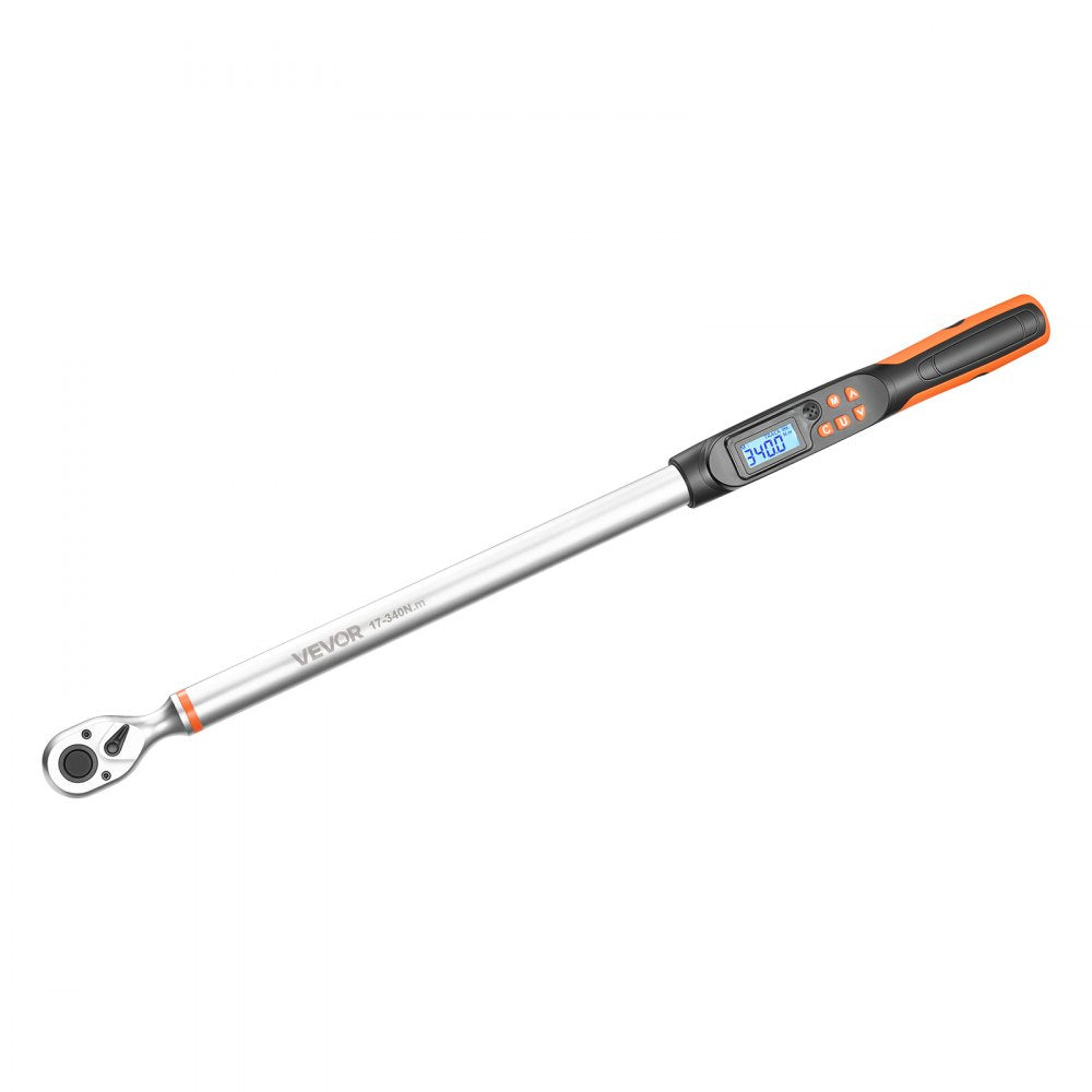 VEVOR Torque Wrench Set 1/2" Drive Digital Torque Wrench 4 Display Units, ±2% Accuracy, LCD Screen, with Buzzer and LED Indicator, with Sockets, Extension Bar, Adapter, for Automotive Repair