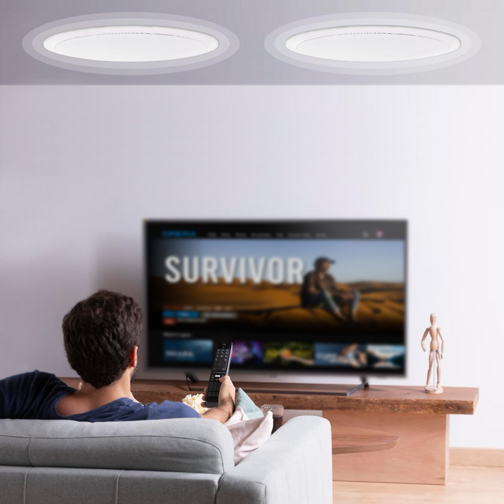 VEVOR 2 PCs 8 Inch in Ceiling Speakers, 50-Watts, Flush Mount Ceiling & in-Wall Speakers System with 8ΩImpedance 89dB Sensitivity, for Home Kitchen Living Room Bedroom or Covered Outdoor Porches