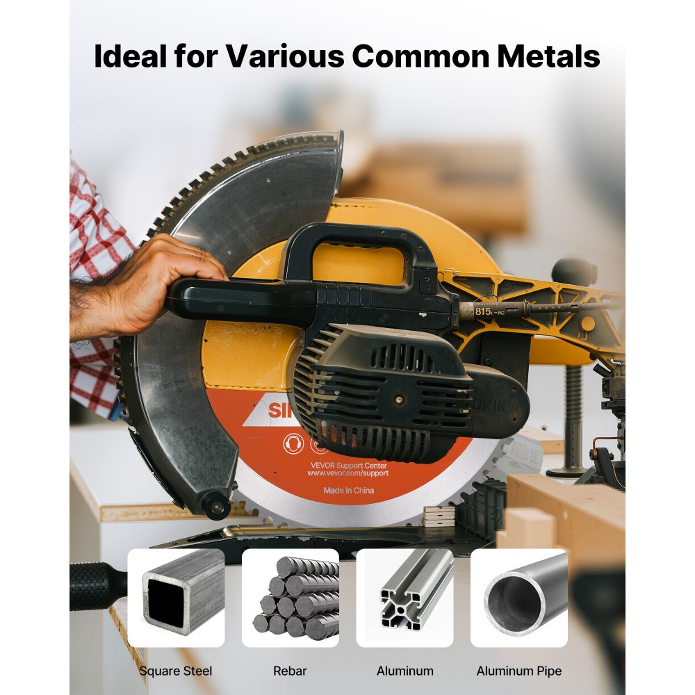 VEVOR Circular Saw Blade, 14 inch Diameter, 72 Sharp Alloy Teeth, 1 inch Arbor, Fine Finish, Metal Cutting Blade for Circular Saw, with Noise-Reducing Heat Vents, for Cutting Steel and Aluminum