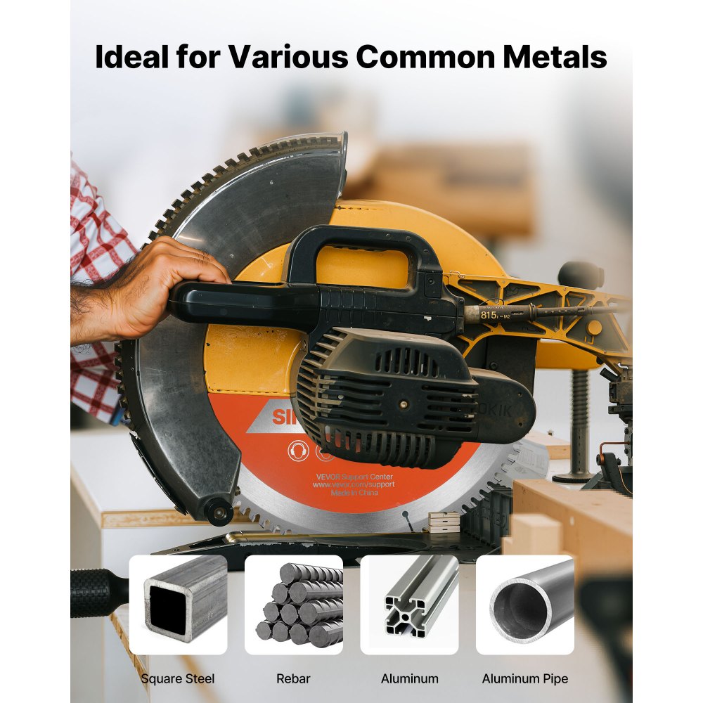 VEVOR Circular Saw Blade, 12 inch Diameter, 100 Sharp Alloy Teeth, 1 inch Arbor, Fine Finish, Aluminum Cutting Blade for Circular Saw, with Noise-Reducing Heat Vents, for Cutting Steel and Metal