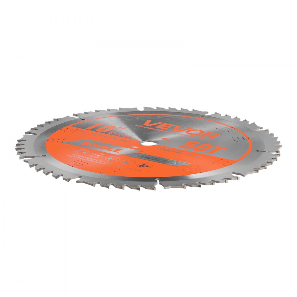 VEVOR Circular Saw Blade, 10 inch Diameter, 50 Sharp Alloy Teeth, 5/8 inch Arbor, Fine Finish, Wood Cutting Blade for Circular Saw, with Noise-Reducing Heat Vents, for Cutting Plywood, OSB, Hardwood