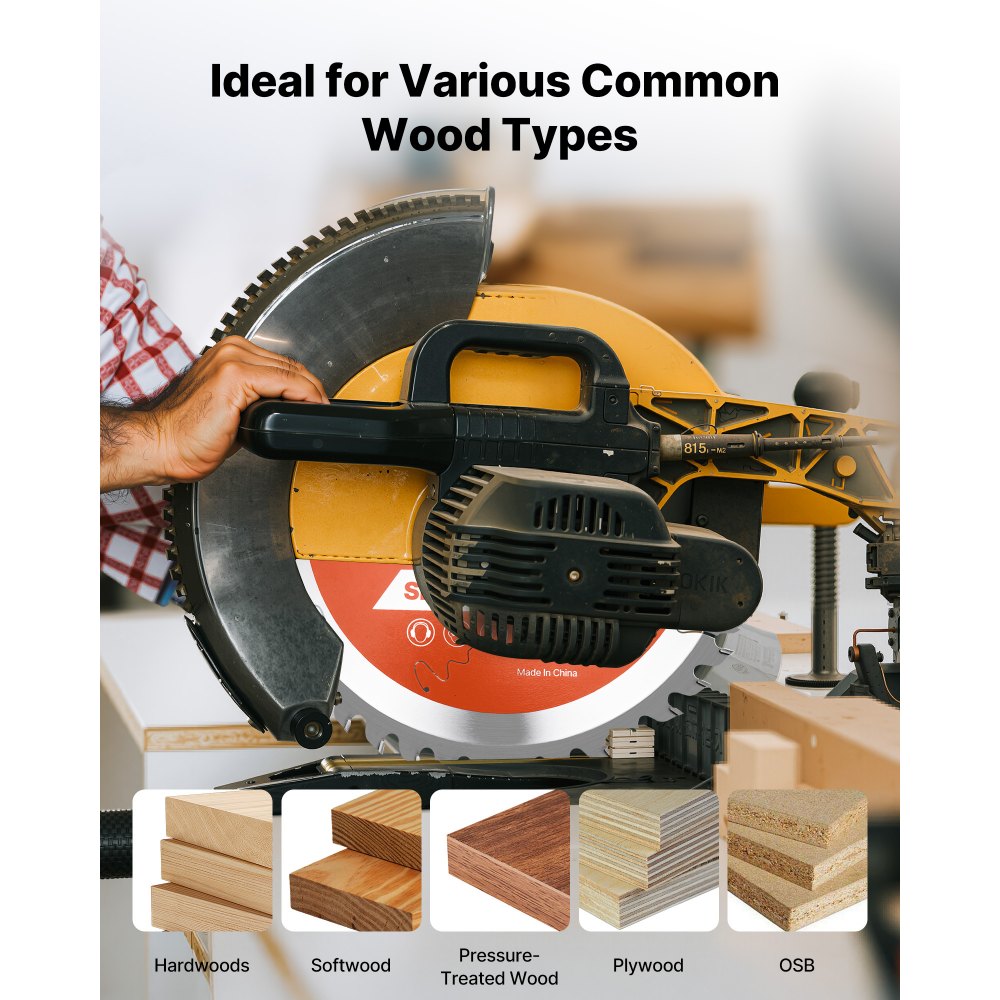 VEVOR Circular Saw Blade, 8 inch Diameter, 42 Sharp Alloy Teeth, 1 inch Arbor, Fine Finish, Wood Cutting Blade for Circular Saw, with Noise-Reducing Heat Vents, for Cutting Plywood, OSB, and Hardwood
