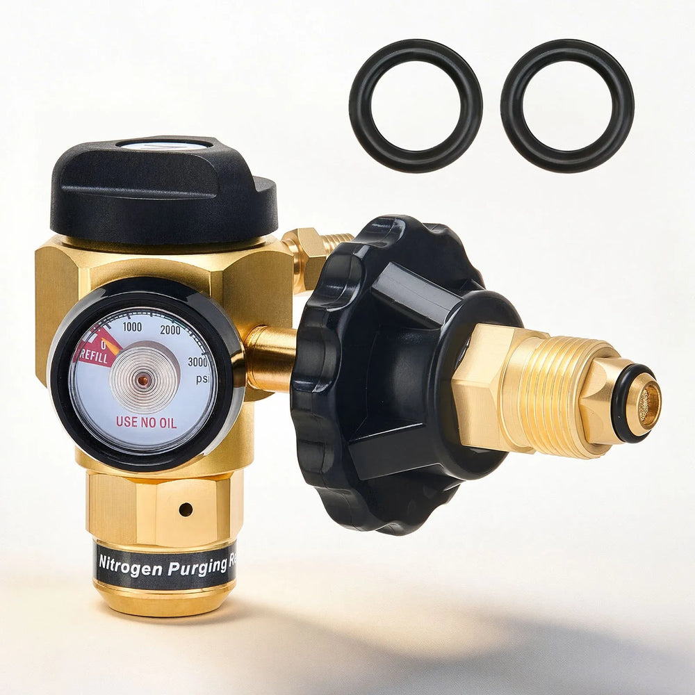 VEVOR Nitrogen Purging Regulator, Nitrogen Purge Control Valve with 650PSI Test Pressure, 4-Position Flow Control (TST/PRG/BRZ/OFF) for Brazing, Pipeline Purging, Leak Checking & Pressure Testing