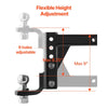 VEVOR Adjustable Trailer Hitch, Fit 2-Inch Receiver, Trailer Hitch Ball Mount with 2-Inch Ball & Pin, 7500 lbs Capacity Ball Hitch, 9-Inch Drop, Tow Hitch for Heavy Duty Truck with Carbon Steel, Black