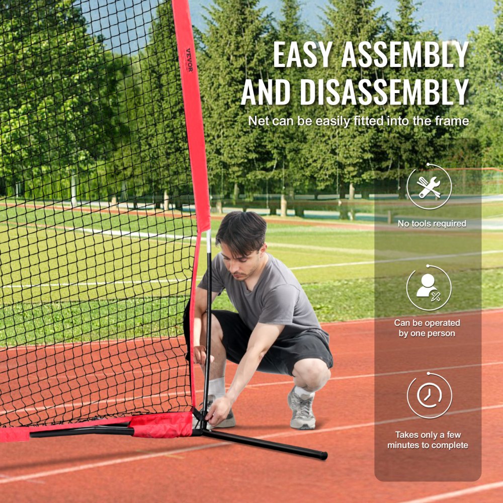 VEVOR Barricade Backstop Net, 16x10 ft Ball Sports Barrier Netting, Portable Practice Equipment with Carry Bag, Protection Screen for Baseball Softball Lacrosse Soccer Hockey Training, for Backyard