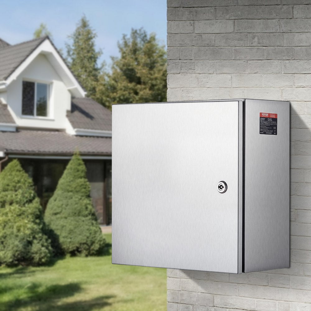 VEVOR NEMA Stainless Steel Enclosure, 16 x 16 x 8\'\' NEMA 4X Steel Electrical Box, IP66 Waterproof & Dustproof, Outdoor/Indoor Electrical Junction Box, with Mounting Plate