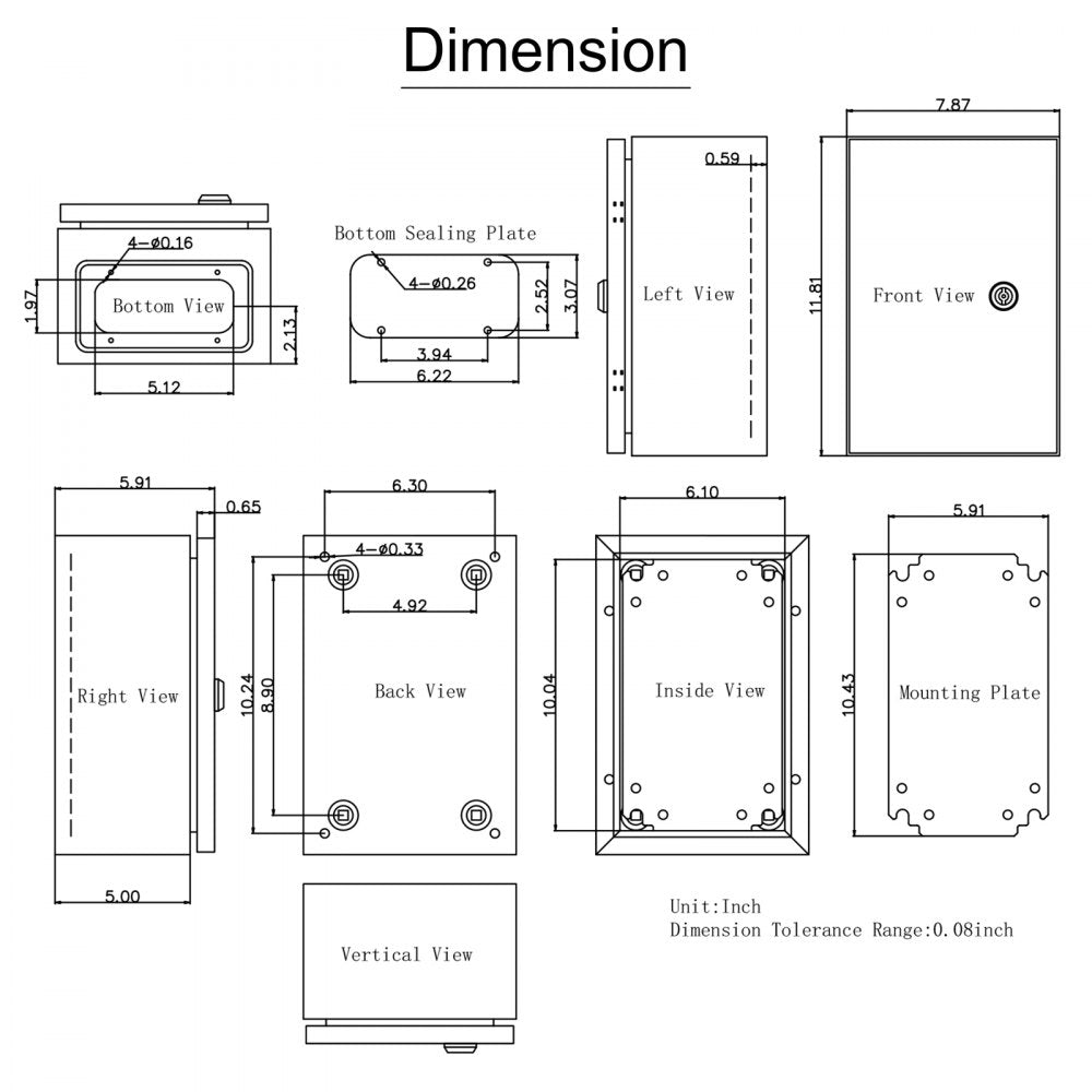 VEVOR NEMA Steel Enclosure 12×8×6,NEMA 4X Steel Electrical Box,IP66 Waterproof & Dustproof,Outdoor/Indoor Electrical Junction Box,with Mounting Plate