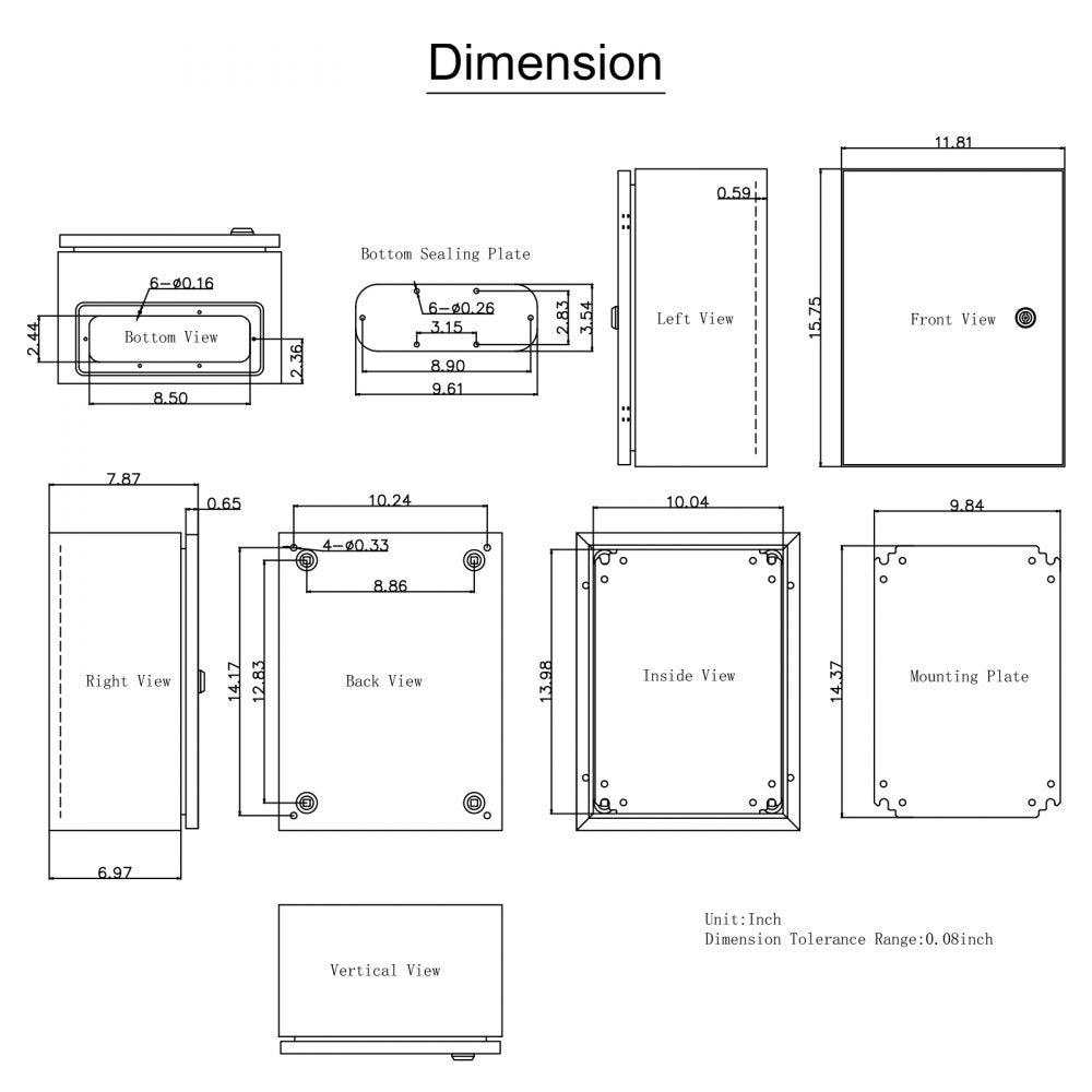 VEVOR NEMA Steel Case, Dimensions 16x12x8 inches, NEMA 4X Steel Electric Enclosure, IP66 Rated for Water and Dust Resistance, Suitable for Both Outdoor and Indoor Use, Includes Mounting Plate