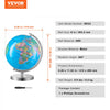 VEVOR Rotating World Globe with Stand, 8 in/203.2 mm, Educational Geographic Globe with Precise Time Zone ABS Material, 360° Spinning Globe for Kids Children Learning Classroom Geography Education