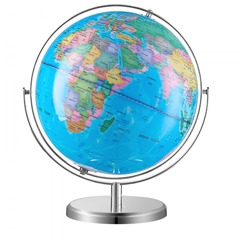VEVOR Illuminated World Globe with Stand, 13 in/330.2 mm, Educational Earth Globe with Stable Heavy Metal Base and LED Constellation Night Light HD Printed Map, Spinning for Kids Classroom Learning