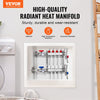 VEVOR 4-Branch Radiant Heat Manifold, 1/2" PEX Tubing Manifold, Stainless Steel PEX Manifold for Hydronic Radiant Floor Heating, Radiant Heat PEX Manifold Kit with 1/2" Adapters Included