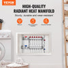 VEVOR 6-Branch Radiant Heat Manifold, 1/2" PEX Tubing Manifold, Stainless Steel PEX Manifold for Hydronic Radiant Floor Heating, Radiant Heat PEX Manifold Kit with 1/2" Adapters Included