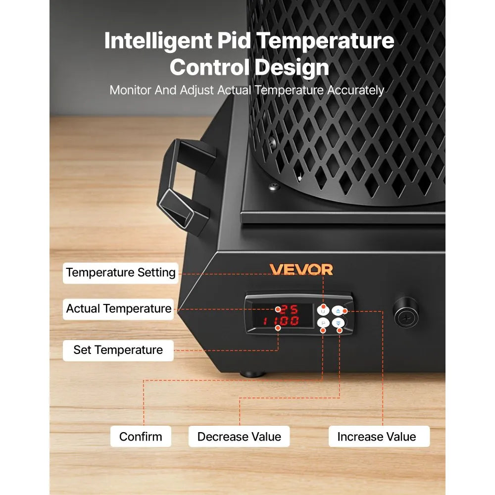 VEVOR Gold Melting Furnace, 1350W, 2102 ℉, PID Digital Electric Melting Furnace with 1 kg and 3 kg Ceramic Crucibles, Insulated Gloves, Crucible Tongs and Tray, for Gold, Silver, Aluminum, Copper