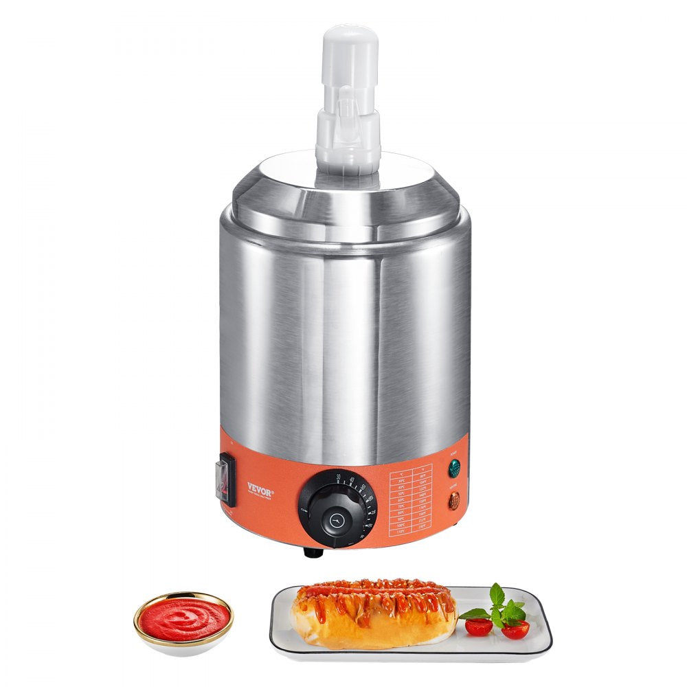 VEVOR Electric Cheese Dispenser with Pump, 2.3 Qt Commercial Hot Fudge Warmer, Plastic Pump Dispenser, 86-230℉ Temp Adjustable Nacho Cheese Sauce Warmer, for Hot Fudge Cheese Caramel