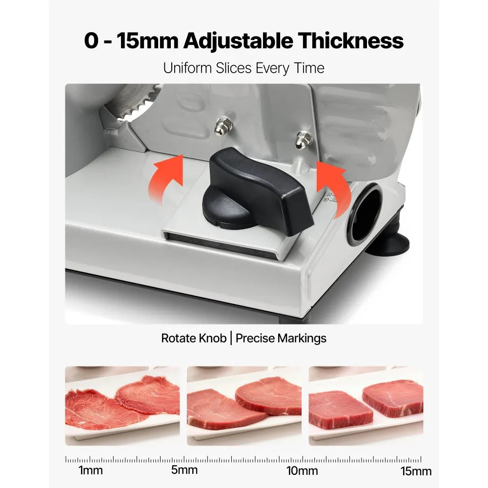 VEVOR Meat Slicer, 6.7 inch 150W Electric Deli Slicer Machine with two SUS420 Blades,  0-0.6 inch Adjustable Thickness, ETL Certified Home Food-Slicer for Meat, Ham, Baguett, Steak, ETL Approved
