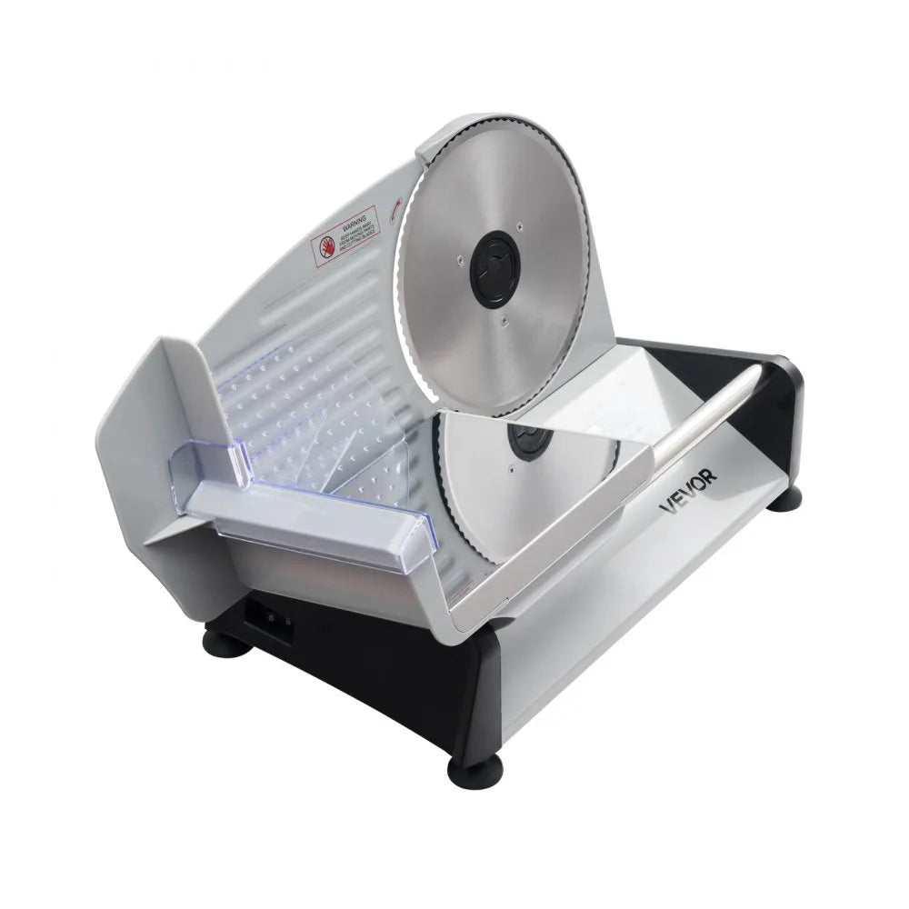 VEVOR Meat Slicer, 7.5 inch 200W Electric Deli Slicer Machine with  SUS420 Blade, 0-0.6 inch Adjustable Thickness, ETL Certified Home Food-Slicer for Meat, Ham, Baguett, Steak, ETL Approved