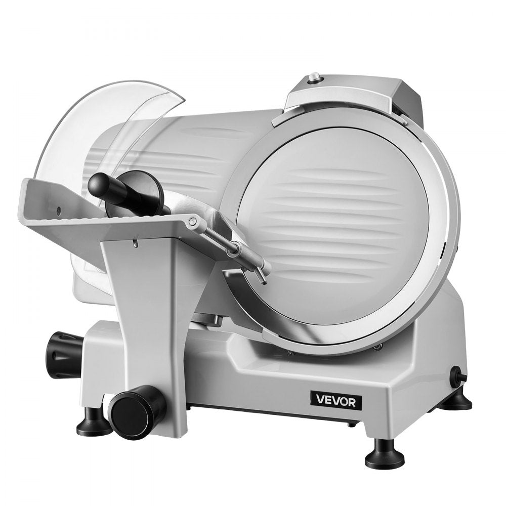 VEVOR Commercial Meat Slicer, 300W Electric Cutter, Removable 10" Carbon Steel Blade and Food Tray, 0-0.47" Adjustable Thickness Food Slicer Machine,for Frozen Meat, Ham, Baguett, Steak, ETL Approved