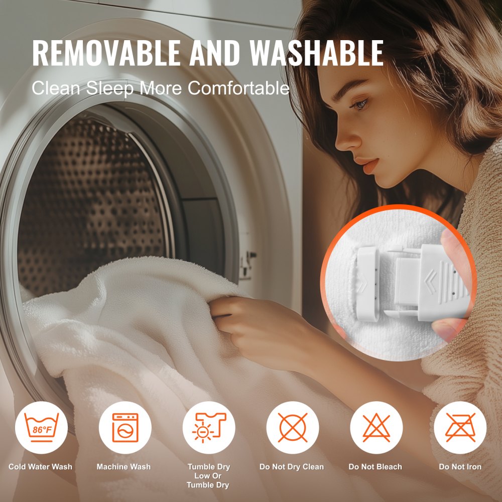 VEVOR Heated Mattress Pad, 60 x 80 in, Queen Electric Bed Warmer with 1-5 Heat Settings Control, 10-Hour Auto Shut Off, Machine-Wash Breathable Coral Fleece Heating Electric Mattress Sheets, White