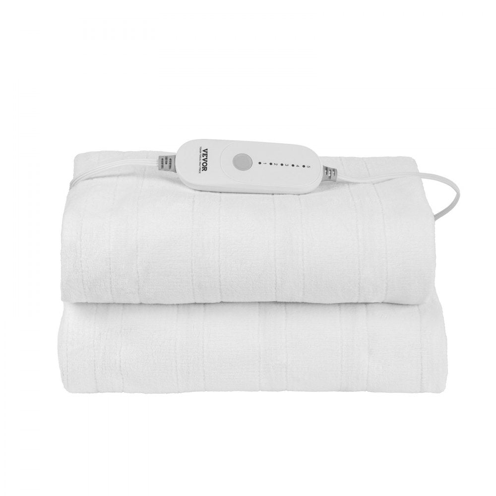 VEVOR Heated Mattress Pad, 78 x 80 in, King Electric Bed Warmer with 1-5 Heat Settings Control, 10-Hour Auto Shut Off, Machine-Wash Breathable Coral Fleece Heating Electric Mattress Sheets, White