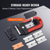 VEVOR Razor Blade Scraper, 15 Extra Blades, Locking Scraper Tool with Security Cap, Carbon Steel and POM Blades, for Cleaning Labels, Stickers, Decals, Paint from Glass Window Stovetop Cooktop Oven