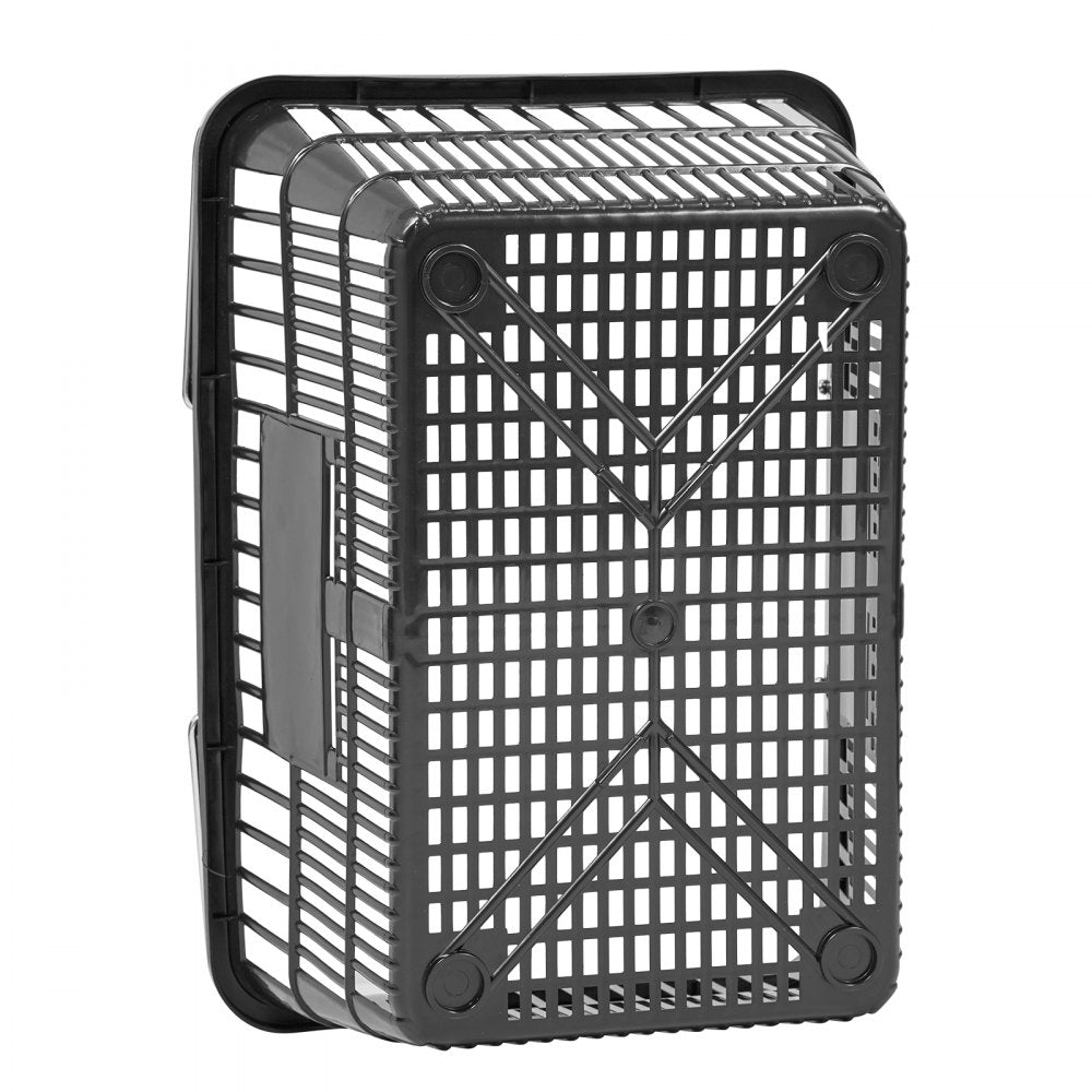 VEVOR Shopping Baskets, 12 PCS, 21L Stackable PE Plastic Grocery Baskets with Handles, Dense Mesh Structure, Holds up to 20 lbs, Portable for Grocery, Retail, Stores, Supermarket, Home Use, Black