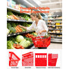 VEVOR Shopping Baskets, 4 PCS, 21L Stackable PE Plastic Grocery Baskets with Handles, Dense Mesh Structure, Holds up to 20 lbs, Portable for Grocery, Retail, Stores, Supermarket, Home Use, Red