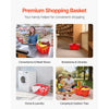 VEVOR Shopping Baskets, 4 PCS, 21L Stackable PE Plastic Grocery Baskets with Handles, Dense Mesh Structure, Holds up to 20 lbs, Portable for Grocery, Retail, Stores, Supermarket, Home Use, Red