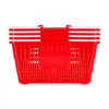 VEVOR Shopping Baskets, 4 PCS, 21L Stackable PE Plastic Grocery Baskets with Handles, Dense Mesh Structure, Holds up to 20 lbs, Portable for Grocery, Retail, Stores, Supermarket, Home Use, Red