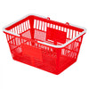 VEVOR Shopping Baskets, 4 PCS, 21L Stackable PE Plastic Grocery Baskets with Handles, Dense Mesh Structure, Holds up to 20 lbs, Portable for Grocery, Retail, Stores, Supermarket, Home Use, Red