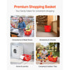 VEVOR Shopping Baskets, 12 PCS, 21L Stackable PE Plastic Grocery Baskets with Metal Handles, Dense Mesh Structure, Holds up to 20 lbs, Portable for Grocery, Retail, Stores, Supermarket, Home Use, Red