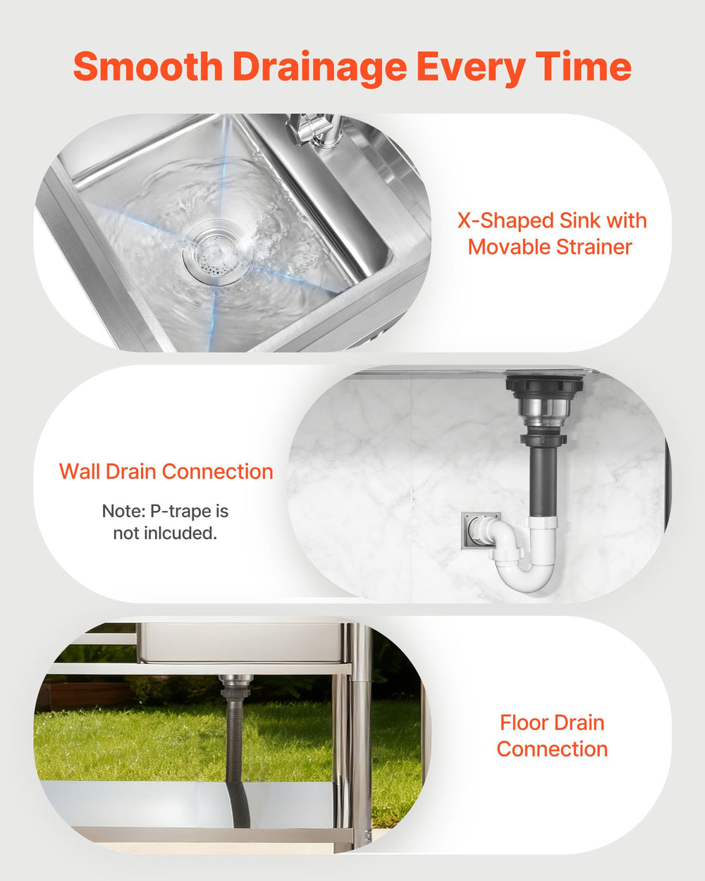 VEVOR Stainless Steel Utility Sink, Free Standing Single Bowl Commercial Kitchen Sink with Faucet, 39.4 x 19.7 x 37 in, Utility Left Basin with Hot & Cold Water Pipe for Garage, Restaurant, Laundry