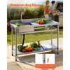 VEVOR Stainless Steel Utility Sink SS1200-1 stable on any floor adjustable feet feature graphic