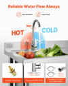 VEVOR Stainless Steel Utility Sink SS1200-1 reliable hot and cold faucet feature graphic