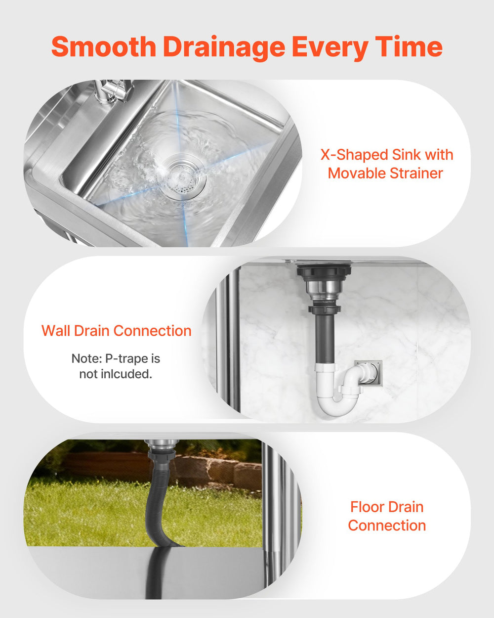 Smooth drainage every time - anti-clog drainage with removable strainer basket