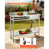 VEVOR rolling utility sink shown outdoors with casters and adjustable feet swap option