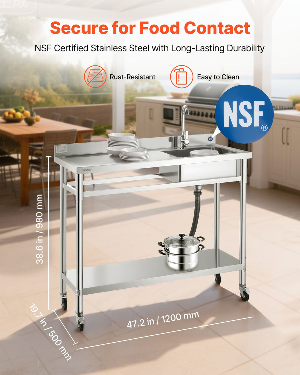 VEVOR utility sink NSF certified stainless steel for food contact