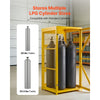 VEVOR Vertical Cylinder Storage Cabinet, 31"L x 30"W x 65"H, 9 Cylinder Capacity, Propane Storage Cage with Chain, Lock and Keys, Yellow Powder-Coated Carbon Steel, for Propane, Oxygen, Nitrogen