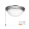 VEVOR Ceiling Fan Light Kit, 750lm 3000K Fan Light Kit with Pull Chain, 2 LED Bulbs, Modern Replacement Fixture for Living Room, Dining Room, Bedroom, Frosted Milk Glass Shade Brushed Nickel Finish