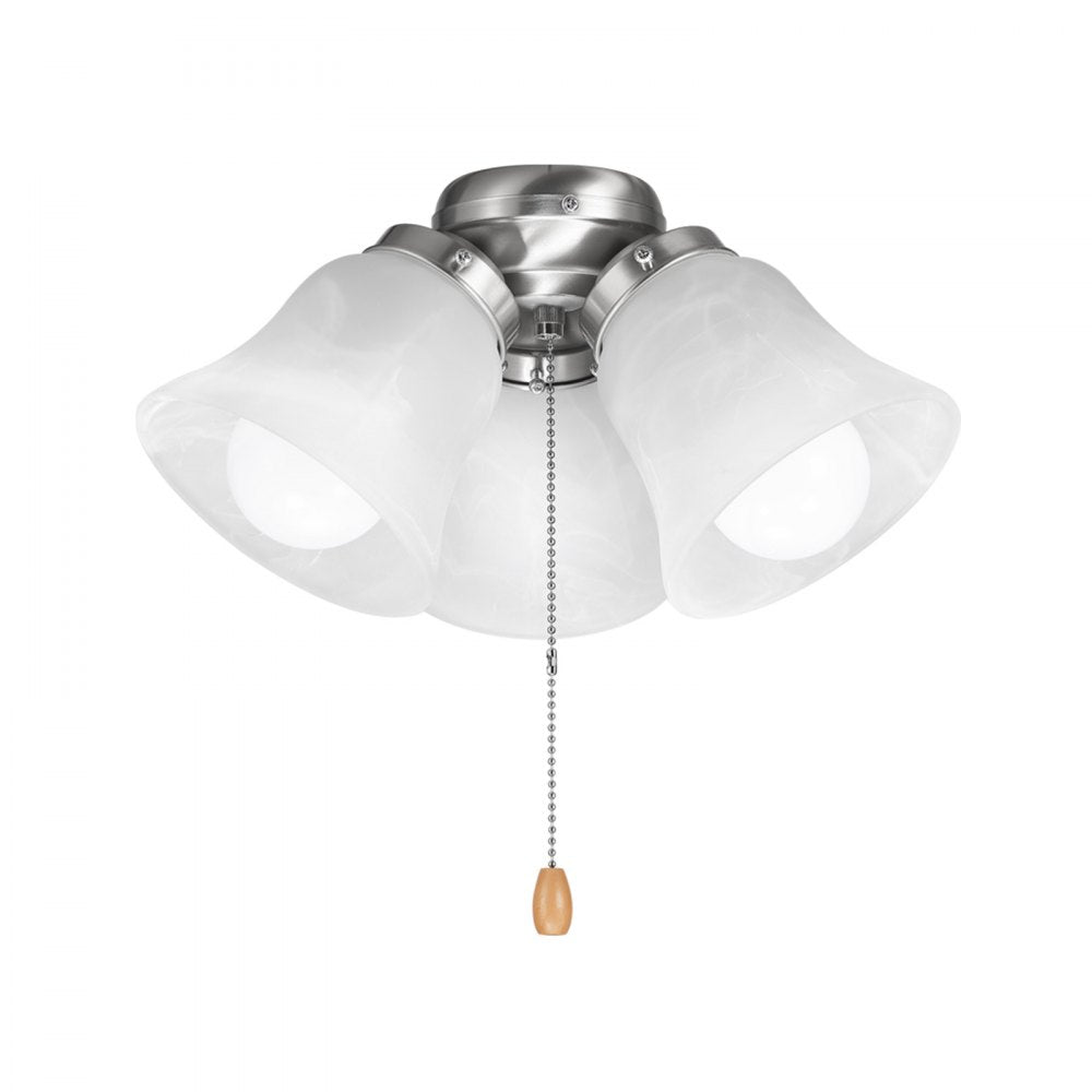 VEVOR Ceiling Fan Light Kit, Three-Light 3000K 750lm Fan Light Kit with Pull Chain, Replacement Fixture for Living Room, Bedroom, Dining Room, Home Decor, Cloud White Glass & Brushed Nickel Finish