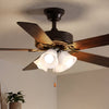 VEVOR Ceiling Fan Light Kit, Four-Light 3000K 750lm Fan Light Kit with Pull Chain, Replacement Light Fixture for Living Room, Bedroom, Home Decor, Cloud White Glass Shade Brushed Nickel, Floral Shape