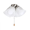 VEVOR Ceiling Fan Light Kit, Four-Light 3000K 750lm Fan Light Kit with Pull Chain, Replacement Light Fixture for Living Room, Bedroom, Home Decor, Cloud White Glass Shade Brushed Nickel, Floral Shape