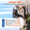 VEVOR 10.2mm Dynamic Climbing Rope, 70M(230ft) Outdoor Rock Climbing Rope 25KN Breaking Tension, Stretchable Fiber Rope with Steel Snap Hooks for Escape, Rappelling, Fire Rescue, Blue