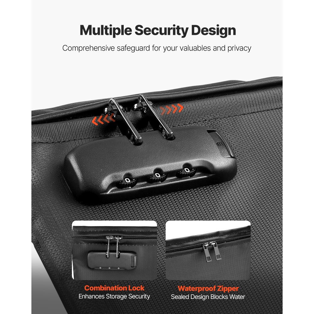 VEVOR Fireproof Document Bag, 1832 ℉ Heat Insulated Fireproof & Waterproof Bag with Lock, Portable File Storage Security Organizer Home Office Travel Use, for Passports, Important Documents & Files