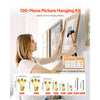 VEVOR 130 Pieces Picture Hanging Kit, 10lb, 20lb, 30lb, 50lb, 75lb and 100lb Picture Hangers, Metal Pictures Hanging Hooks with Nails for Mirror, Painting, Photo Frame on Drywall & Wooden Wall, Gold