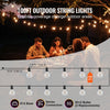 VEVOR LED Outdoor String Lights, 100FT, 2700K Dimmable Outside Patio Lights with 50 G40 Shatterproof Bulbs E12 Socket Base, Waterproof Hanging Lights for Porch Backyard Garden Balcony Party Decor