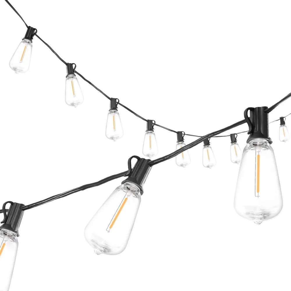 VEVOR LED Outdoor String Lights, 200FT, 2700K Dimmable Outside Patio Lights with 100 ST38 Shatterproof Bulbs E12 Socket Base, Waterproof Hanging Lights for Porch Backyard Garden Balcony Party Decor