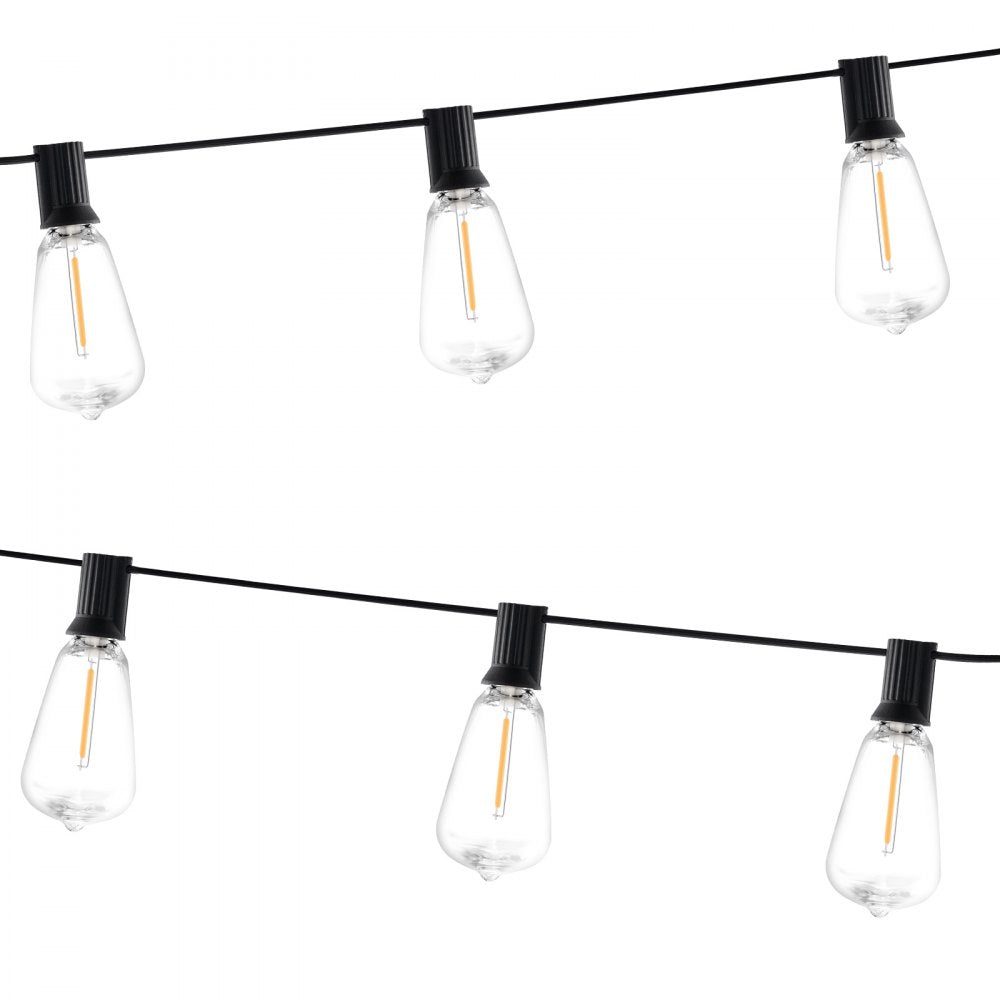 VEVOR LED Outdoor String Lights, 200FT, 2700K Dimmable Outside Patio Lights with 100 ST38 Shatterproof Bulbs E12 Socket Base, Waterproof Hanging Lights for Porch Backyard Garden Balcony Party Decor