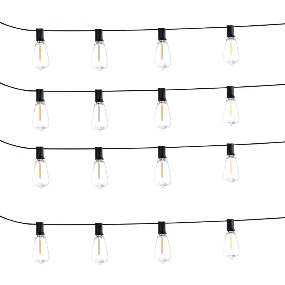 VEVOR LED Outdoor String Lights, 200FT, 2700K Dimmable Outside Patio Lights with 100 ST38 Shatterproof Bulbs E12 Socket Base, Waterproof Hanging Lights for Porch Backyard Garden Balcony Party Decor